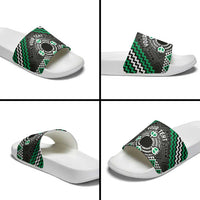 Personalised Aotearoa Niho Taniwha Motif Slide Sandals Green Style LT9 - Polynesian Pride