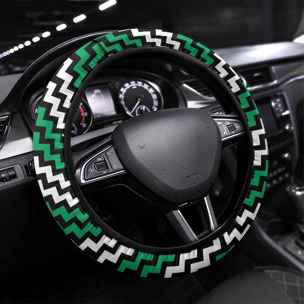 Aotearoa Niho Taniwha Motif Steering Wheel Cover Green Style LT9 Universal Fit Green - Polynesian Pride
