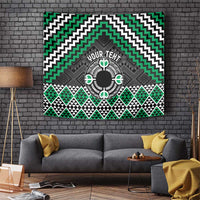 Personalised Aotearoa Niho Taniwha Motif Tapestry Green Style LT9 Green - Polynesian Pride