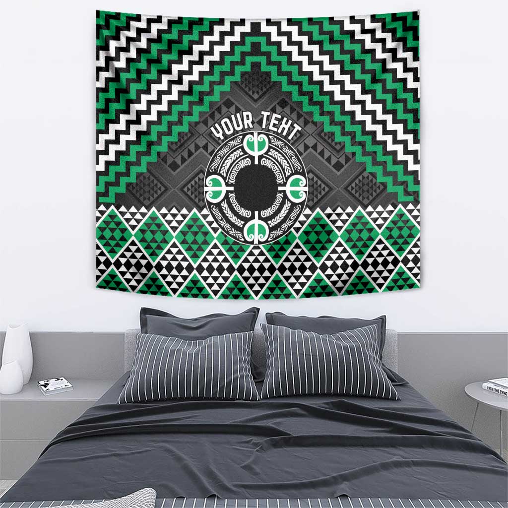 Personalised Aotearoa Niho Taniwha Motif Tapestry Green Style LT9 - Polynesian Pride