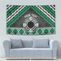 Personalised Aotearoa Niho Taniwha Motif Tapestry Green Style LT9 - Polynesian Pride