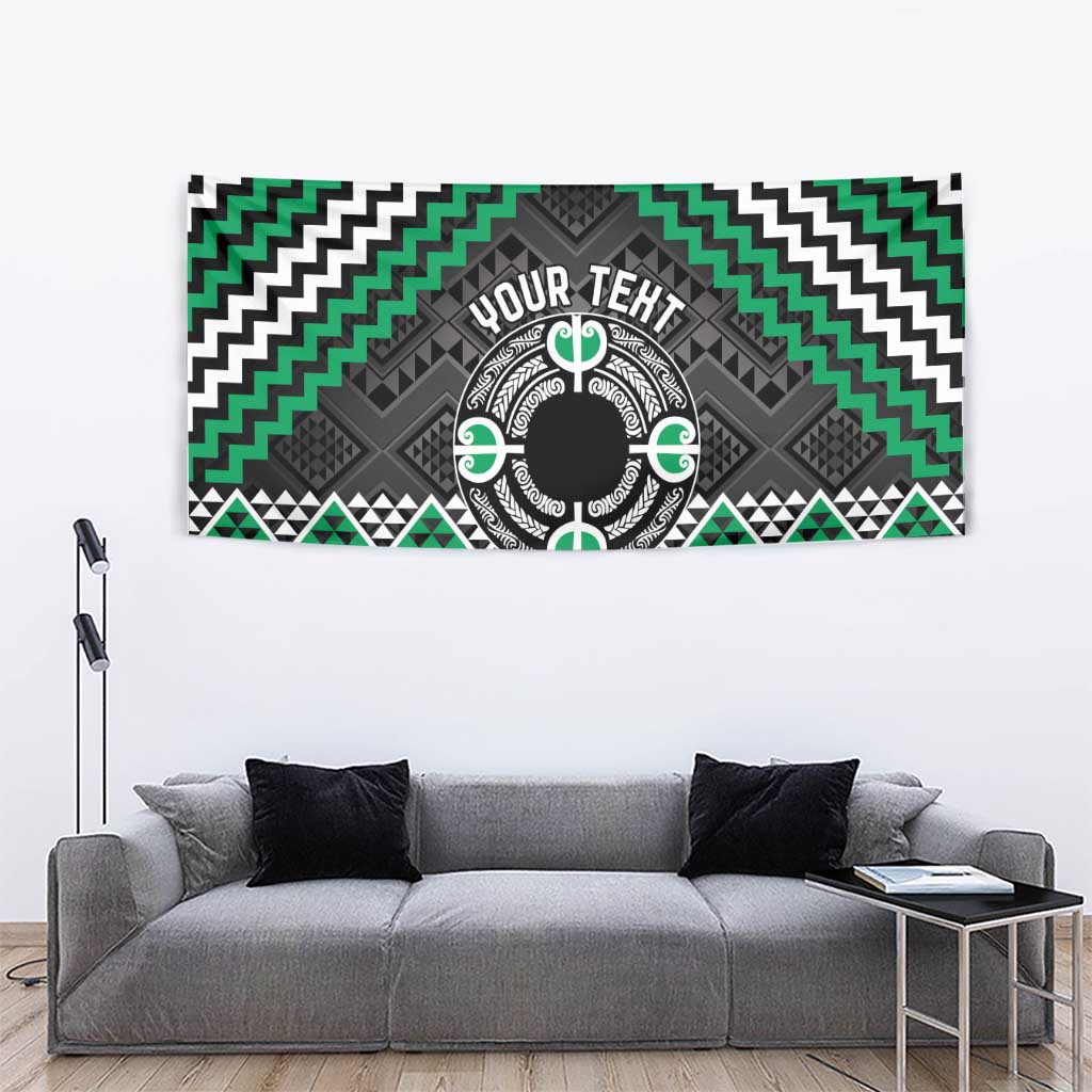 Personalised Aotearoa Niho Taniwha Motif Tapestry Green Style LT9 - Polynesian Pride