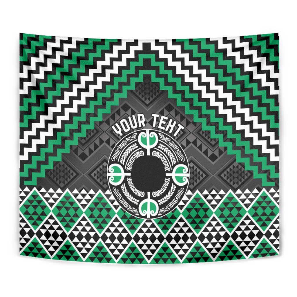 Personalised Aotearoa Niho Taniwha Motif Tapestry Green Style LT9 - Polynesian Pride