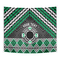 Personalised Aotearoa Niho Taniwha Motif Tapestry Green Style LT9 - Polynesian Pride