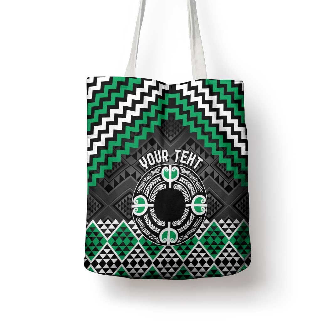 Personalised Aotearoa Niho Taniwha Motif Tote Bag Green Style LT9 - Polynesian Pride