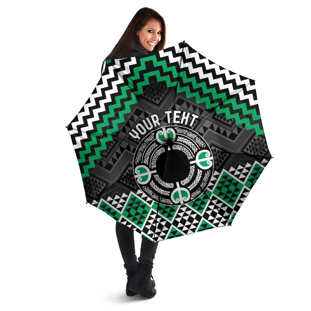 Personalised Aotearoa Niho Taniwha Motif Umbrella Green Style LT9 - Polynesian Pride