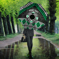 Personalised Aotearoa Niho Taniwha Motif Umbrella Green Style LT9 - Polynesian Pride