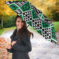 Personalised Aotearoa Niho Taniwha Motif Umbrella Green Style LT9 - Polynesian Pride