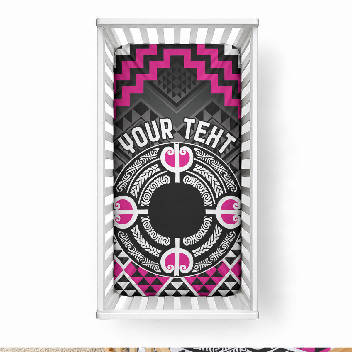 Personalised Aotearoa Niho Taniwha Motif Baby Bed Cover Pink Style LT9 28 × 52 in Pink - Polynesian Pride