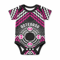 Personalised Aotearoa Niho Taniwha Motif Baby Onesie Pink Style LT9 Pink - Polynesian Pride