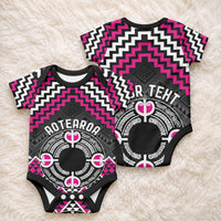 Personalised Aotearoa Niho Taniwha Motif Baby Onesie Pink Style LT9 - Polynesian Pride