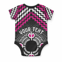 Personalised Aotearoa Niho Taniwha Motif Baby Onesie Pink Style LT9 - Polynesian Pride