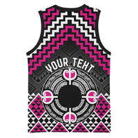 Personalised Aotearoa Niho Taniwha Motif Basketball Jersey Pink Style LT9 - Polynesian Pride