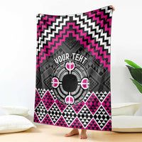 Personalised Aotearoa Niho Taniwha Motif Blanket Pink Style LT9 - Polynesian Pride