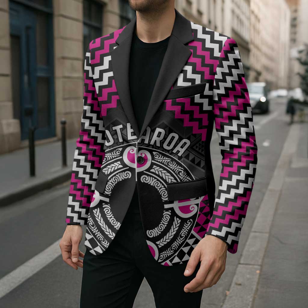 Personalised Aotearoa Niho Taniwha Motif Blazer Pink Style LT9 - Polynesian Pride