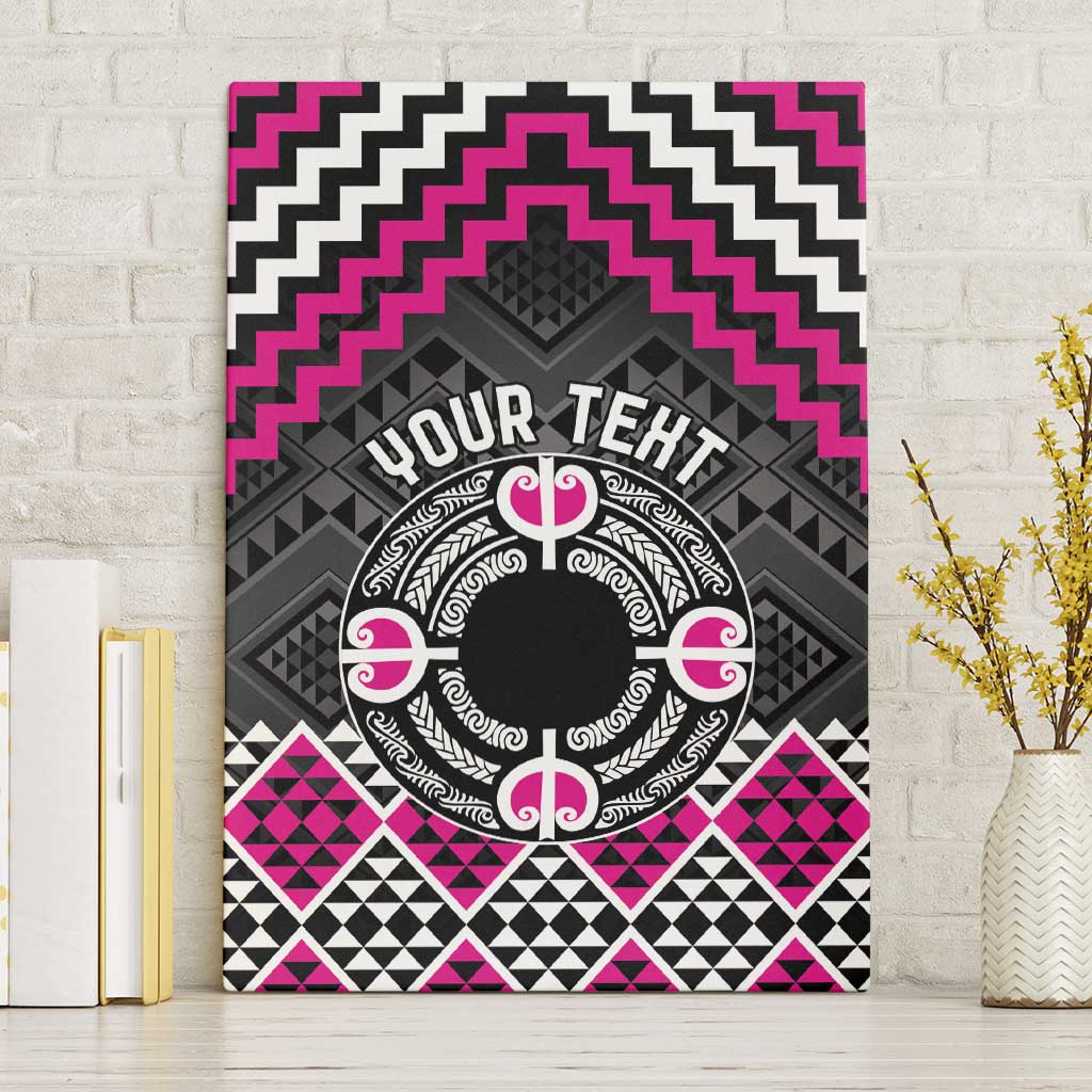 Personalised Aotearoa Niho Taniwha Motif Canvas Wall Art Pink Style LT9 Without Frame Pink - Polynesian Pride