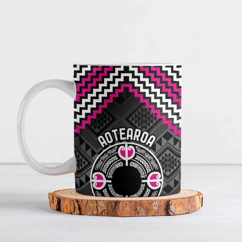 Personalised Aotearoa Niho Taniwha Motif Ceramic Mug Pink Style LT9 Pink - Polynesian Pride