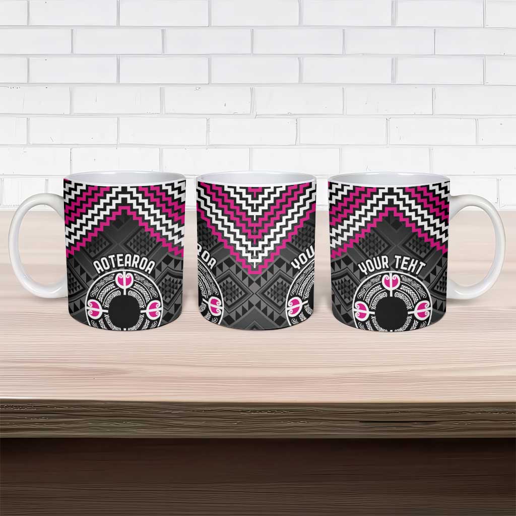 Personalised Aotearoa Niho Taniwha Motif Ceramic Mug Pink Style LT9 - Polynesian Pride