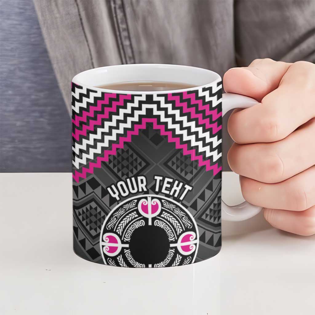Personalised Aotearoa Niho Taniwha Motif Ceramic Mug Pink Style LT9 - Polynesian Pride