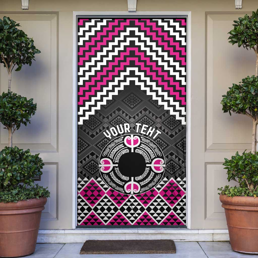 Personalised Aotearoa Niho Taniwha Motif Door Cover Pink Style LT9 Pink - Polynesian Pride
