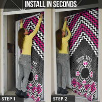 Personalised Aotearoa Niho Taniwha Motif Door Cover Pink Style LT9 - Polynesian Pride