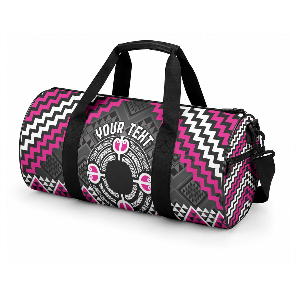 Personalised Aotearoa Niho Taniwha Motif Duffle Bag Pink Style LT9 - Polynesian Pride