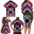 Personalised Aotearoa Niho Taniwha Motif Family Matching Long Sleeve Bodycon Dress and Hawaiian Shirt Pink Style