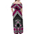 Personalised Aotearoa Niho Taniwha Motif Family Matching Off Shoulder Maxi Dress and Hawaiian Shirt Pink Style