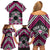 Personalised Aotearoa Niho Taniwha Motif Family Matching Off Shoulder Short Dress and Hawaiian Shirt Pink Style