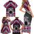 Personalised Aotearoa Niho Taniwha Motif Family Matching Short Sleeve Bodycon Dress and Hawaiian Shirt Pink Style