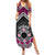 Personalised Aotearoa Niho Taniwha Motif Family Matching Summer Maxi Dress and Hawaiian Shirt Pink Style