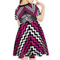 Personalised Aotearoa Niho Taniwha Motif Kid Short Sleeve Dress Pink Style LT9 - Polynesian Pride