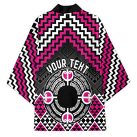Personalised Aotearoa Niho Taniwha Motif Kimono Pink Style LT9 - Polynesian Pride