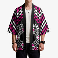 Personalised Aotearoa Niho Taniwha Motif Kimono Pink Style LT9 - Polynesian Pride