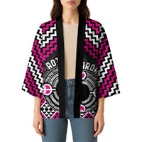 Personalised Aotearoa Niho Taniwha Motif Kimono Pink Style LT9 - Polynesian Pride