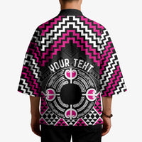 Personalised Aotearoa Niho Taniwha Motif Kimono Pink Style LT9 - Polynesian Pride