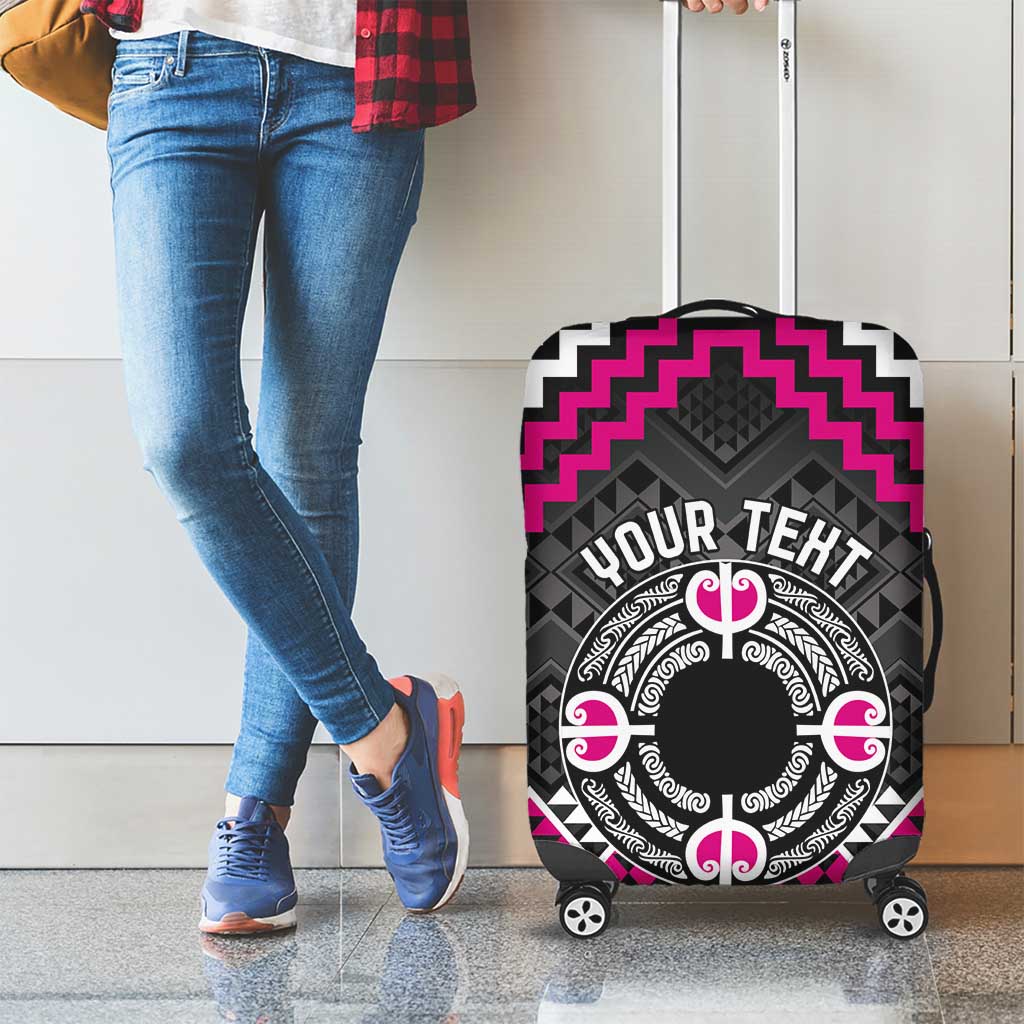 Personalised Aotearoa Niho Taniwha Motif Luggage Cover Pink Style LT9 - Polynesian Pride