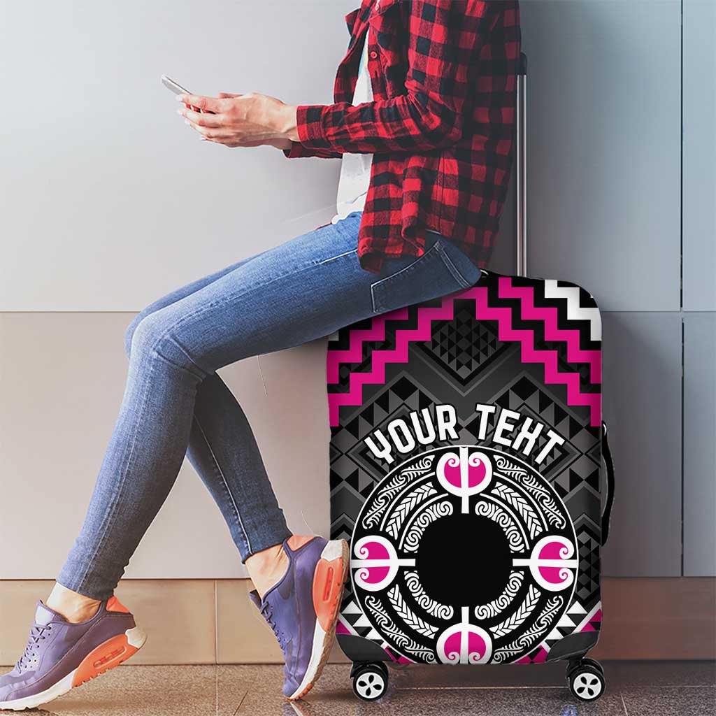 Personalised Aotearoa Niho Taniwha Motif Luggage Cover Pink Style LT9 - Polynesian Pride