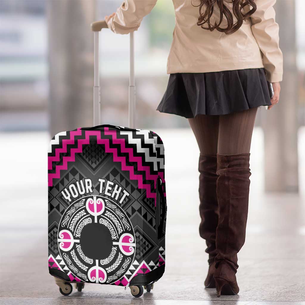 Personalised Aotearoa Niho Taniwha Motif Luggage Cover Pink Style LT9 - Polynesian Pride