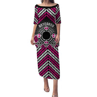 Personalised Aotearoa Niho Taniwha Motif Puletasi Pink Style LT9 Long Dress Pink - Polynesian Pride