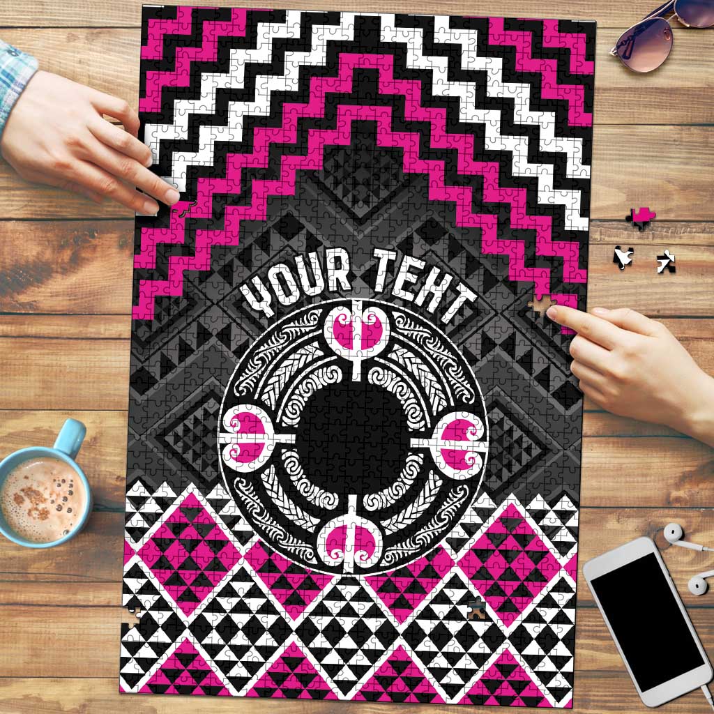 Personalised Aotearoa Niho Taniwha Motif Puzzle Pink Style LT9 Pink - Polynesian Pride