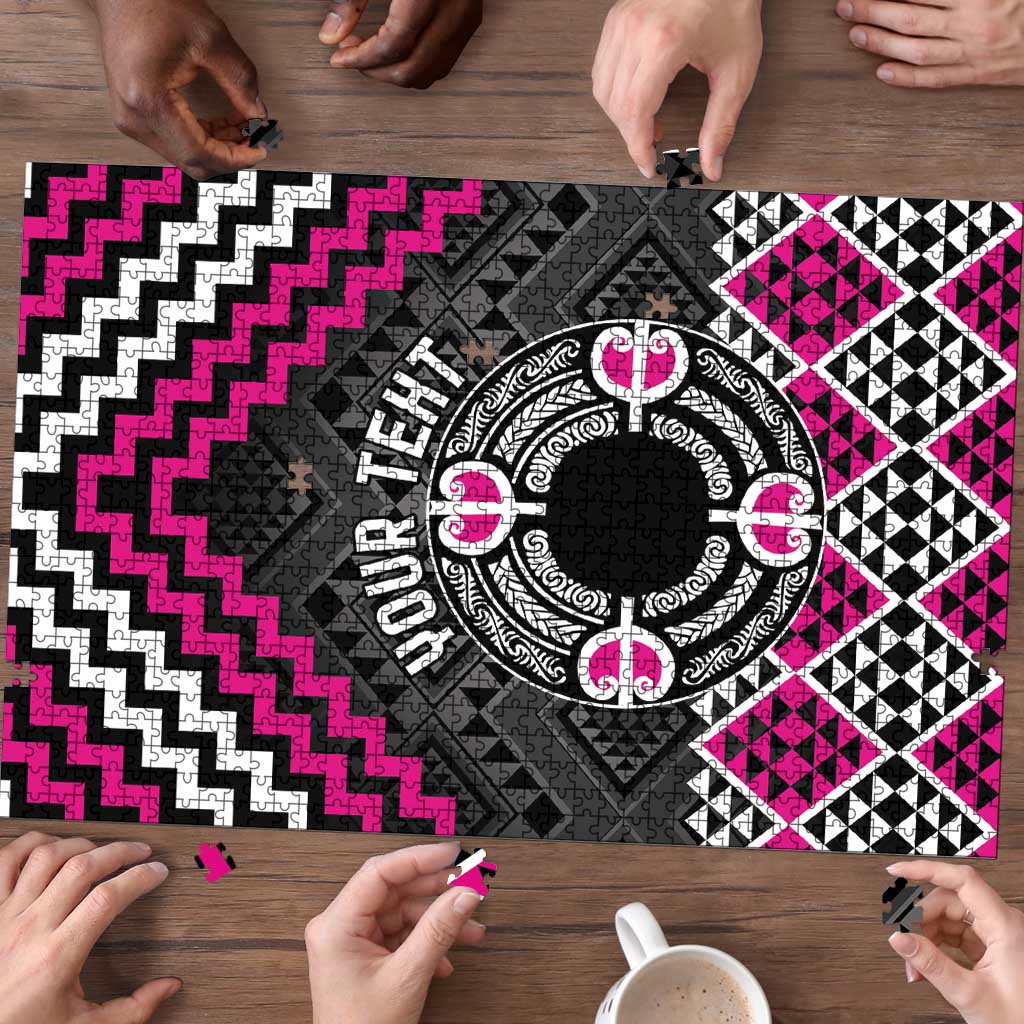 Personalised Aotearoa Niho Taniwha Motif Puzzle Pink Style LT9 - Polynesian Pride