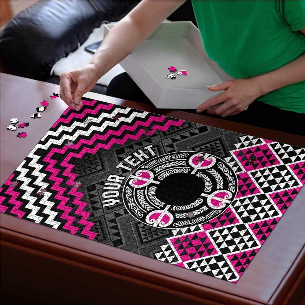 Personalised Aotearoa Niho Taniwha Motif Puzzle Pink Style LT9 - Polynesian Pride