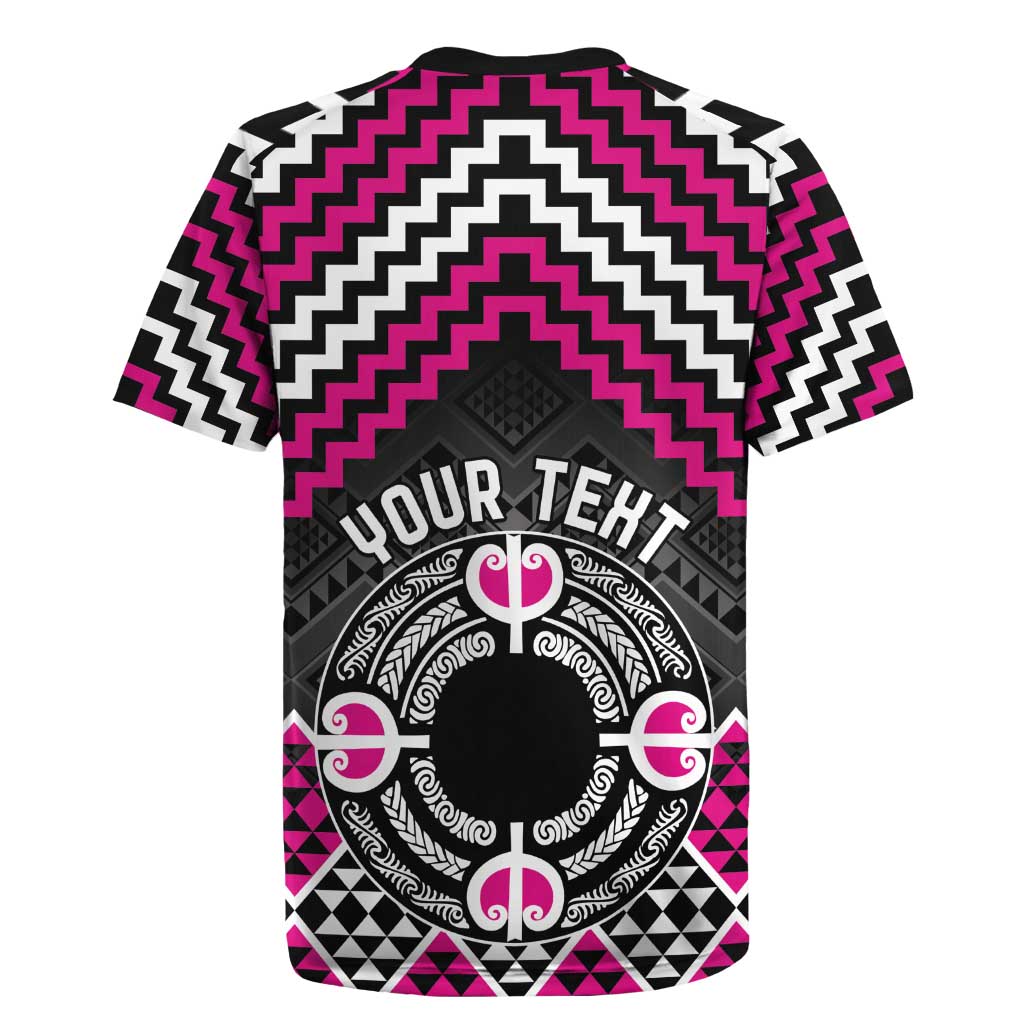 Personalised Aotearoa Niho Taniwha Motif Rugby Jersey Pink Style LT9 - Polynesian Pride