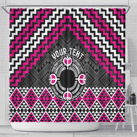 Personalised Aotearoa Niho Taniwha Motif Shower Curtain Pink Style LT9 - Polynesian Pride