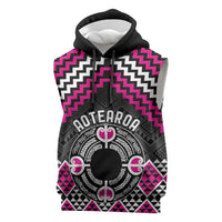 Personalised Aotearoa Niho Taniwha Motif Sleeveless Hoodie Pink Style LT9 Pink - Polynesian Pride
