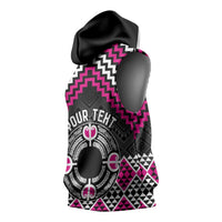Personalised Aotearoa Niho Taniwha Motif Sleeveless Hoodie Pink Style LT9 - Polynesian Pride