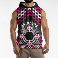 Personalised Aotearoa Niho Taniwha Motif Sleeveless Hoodie Pink Style LT9 - Polynesian Pride