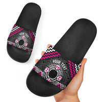 Personalised Aotearoa Niho Taniwha Motif Slide Sandals Pink Style LT9 - Polynesian Pride