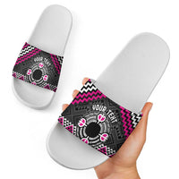 Personalised Aotearoa Niho Taniwha Motif Slide Sandals Pink Style LT9 - Polynesian Pride